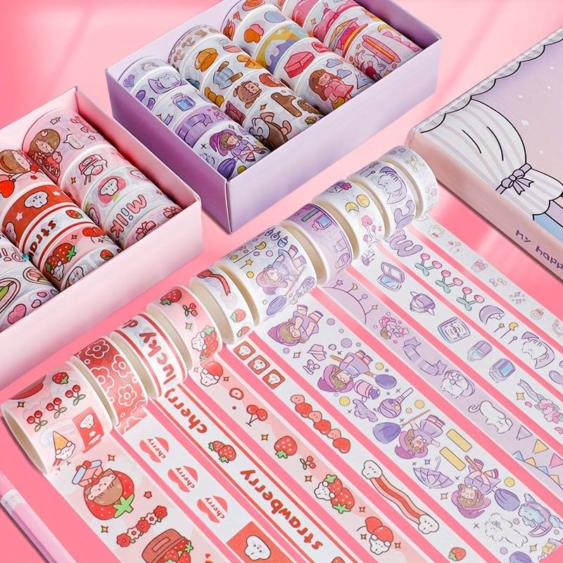 Boxed Kawaii Cartoon Series Tape Stickers Decorative Diy Washi